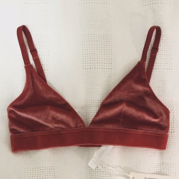GLASSONS Pink Red Maroon Velvet Bra Bralette NWOT - Picture 2 of 8